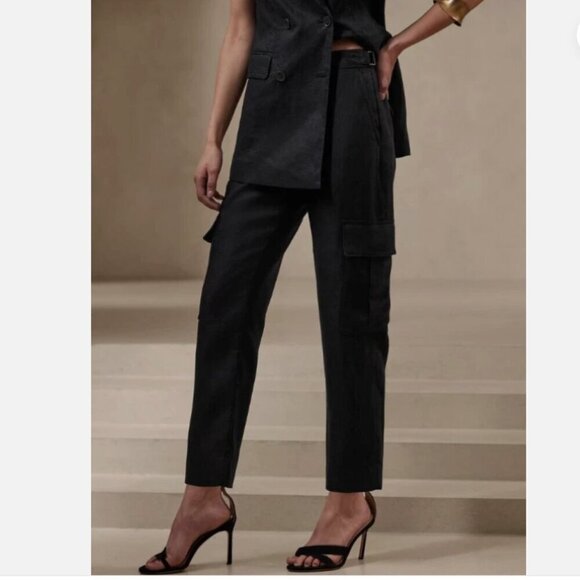 Banana Republic Heritage Expedition Linen Cargo Pants Black Size 0 NWT RT$130 - Picture 1 of 9